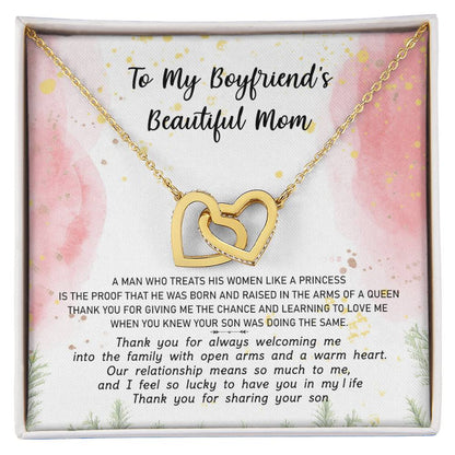 Gift For Boyfriend'S Mom - The Arms Of A Queen 2 - Interlocking Interlocking Hearts Necklace