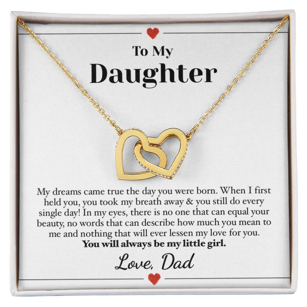 Dream Come True Daughter Love Necklace Interlocking Hearts Necklace