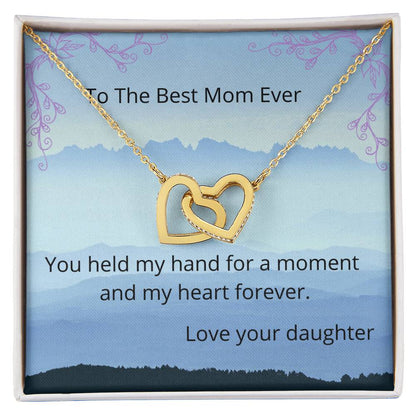 Best Mom Ever Two Hearts Necklace Interlocking Hearts Necklace