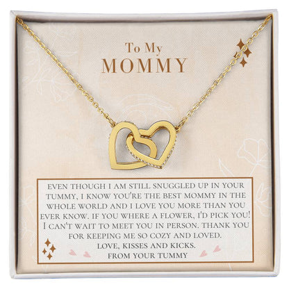 Christmas Gift From Bump Expecting Mom Gift From Tummy Mom To Be Necklace From Baby Bump Personalized Gifts For Pregnant Women Interlocking Hearts Necklace