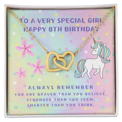 8Th Birthday Gift 8Th Birthday Necklace Gift Happy 8Th Birthday Gift Gift For 8 Year Birthday Girl Interlocking Hearts Necklace