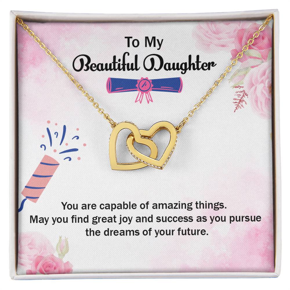 Daughter'S Graduation Gift Necklace Graduation Jewelry For Daughter From Parents Interlocking Hearts Necklace