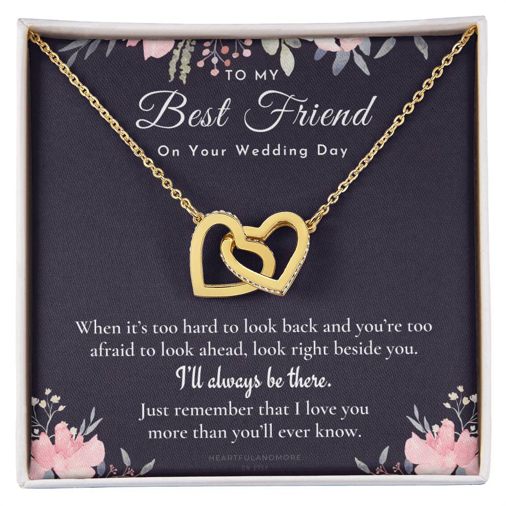 Best Friend Gift On Her Wedding Day Best Friend To Bride Necklace Best Friend Gift To Bride Bride Gift From Maid Of Honor To My Best Friend Interlocking Hearts Necklace