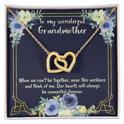 To My Wonderful Grandmother Our Hearts Will Always Be Connected Necklace For Grandmother Gift From Granddaughter Gift From Grandson Interlocking Hearts Necklace