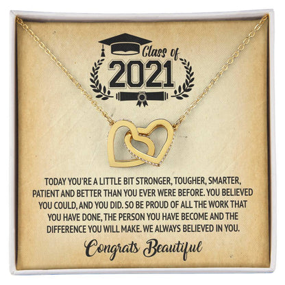 Class Of 2021 - Graduation Interlocking Necklace Interlocking Hearts Necklace