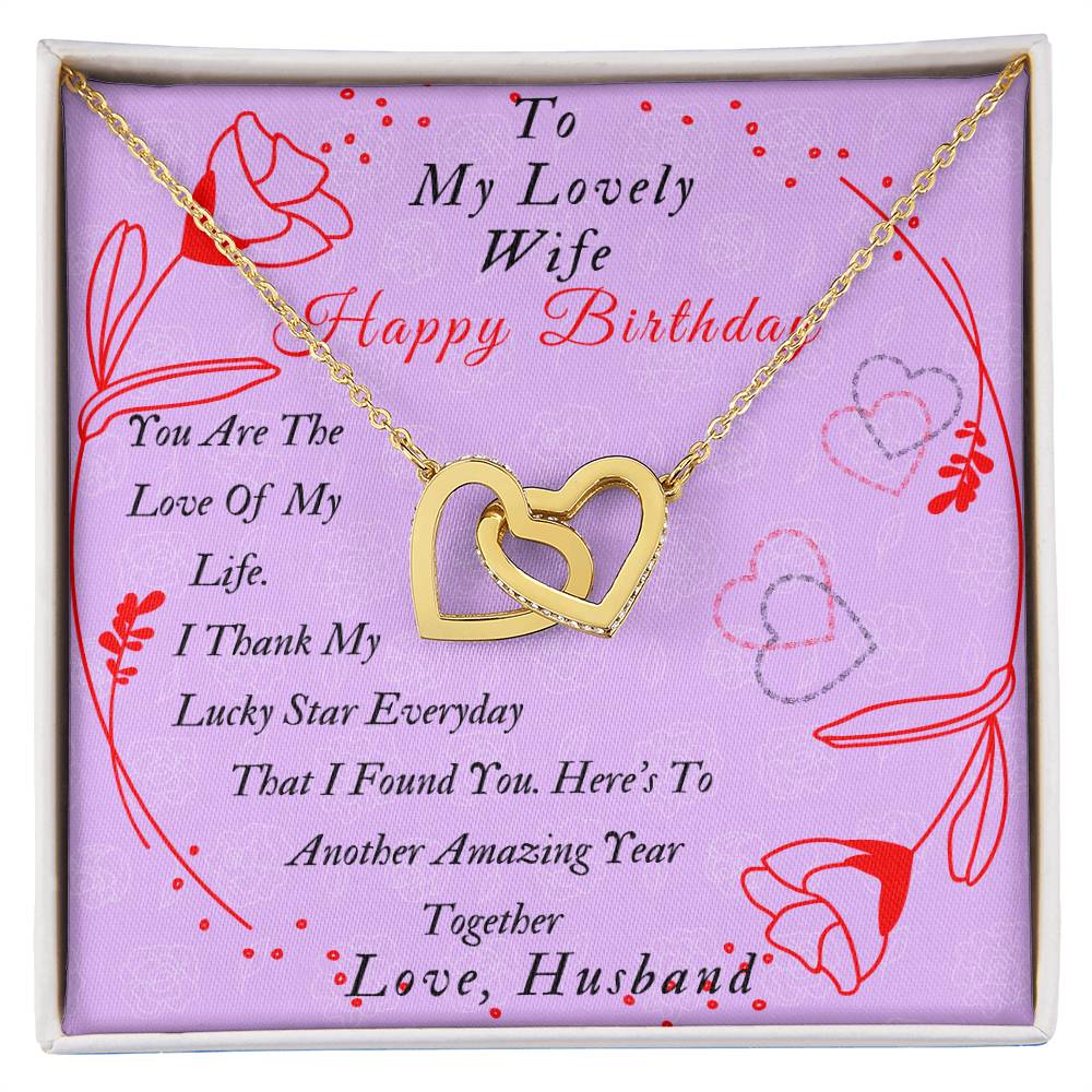 Two Hearts Interlocked To My Lovely Wife-Happy Birthday Wife Gifts Birthday Gift Romantic Wife Gift Wife Jewelry Anniversary Wife Gift Interlocking Hearts Necklace