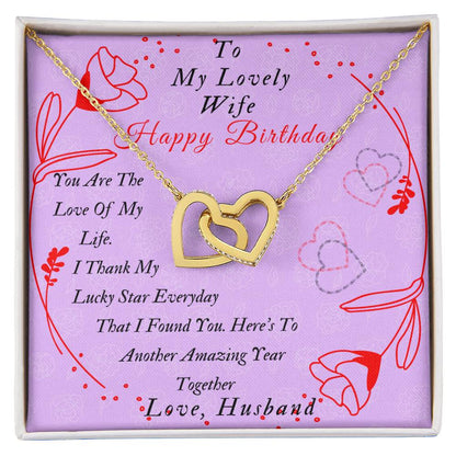 Two Hearts Interlocked To My Lovely Wife-Happy Birthday Wife Gifts Birthday Gift Romantic Wife Gift Wife Jewelry Anniversary Wife Gift Interlocking Hearts Necklace