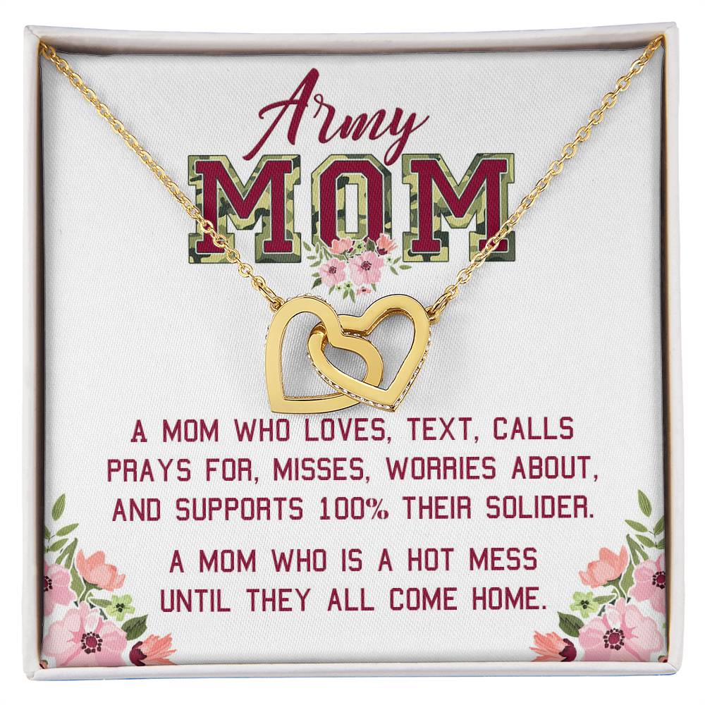 Gift For Army Mom - A Hot Mess - The Interlocking Heart Necklace Interlocking Hearts Necklace