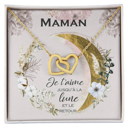 Cadeau Pour Maman Je T'Aime Jusqu'À La Lune Et Back Collier Pour Maman Cadeau De La Fille À La Mère Cadeau De Fête Des Mères Bijoux Pour Femmes Gift For Mom French Interlocking Hearts Necklace