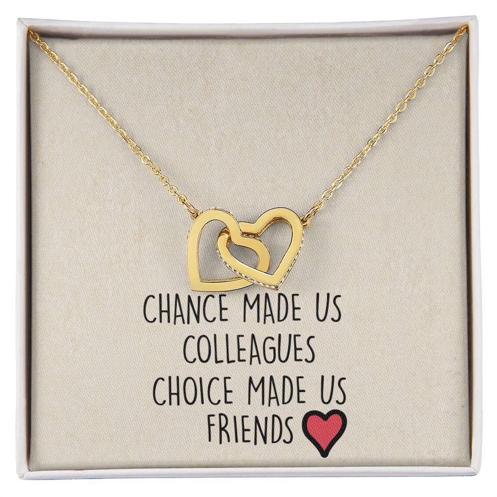 Chance Made Us Colleagues Interlocking Heart Necklace Best Friend Gift Bff Gift Interlocking Hearts Necklace