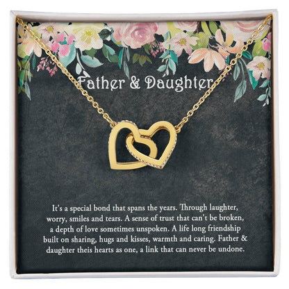 Father And Daughter Necklace Daughter Gift Father'S Day Gift Interlocking Hearts Necklace