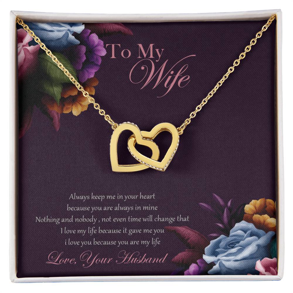To My Wife Necklace Gift Set Interlocking Hearts Necklace