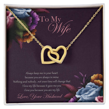 To My Wife Necklace Gift Set Interlocking Hearts Necklace