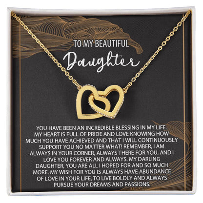Daughter Necklace Gift Daughter Birthday Necklace To My Beautiful Daughter Interlocking Hearts Necklace Daughter Necklace Gift From Mom