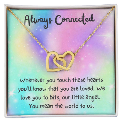 Always Connected - Daughtergranddaughter Connected Hearts Rose Gold Necklace Interlocking Hearts Necklace