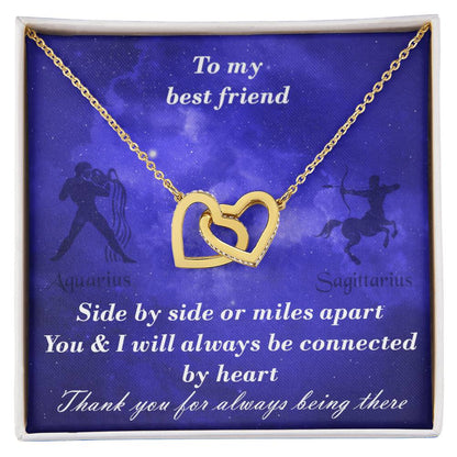 Aquarius To Sagittarius Best Friend Interlocked Hearts Necklace Interlocking Hearts Necklace