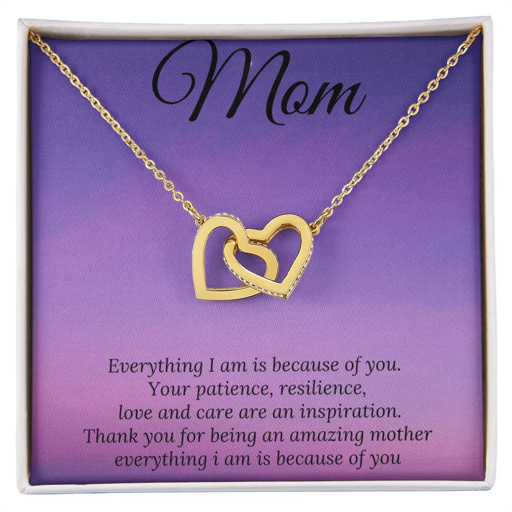 Everything I Am Is Because Of You Two Hearts Interlocking Hearts Necklace