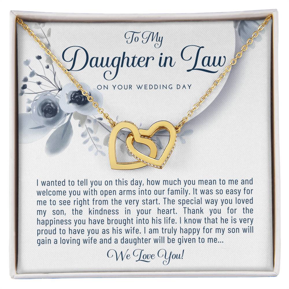 Daughter In Law Gift From Mother In Law Bride Gift From Mother Of The Groom Wedding Day Gift Bride Necklace Gift Welcome Jewelry Gift Interlocking Hearts Necklace