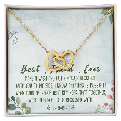 Best Friend Ever Interlocking Hearts Necklace Message Card