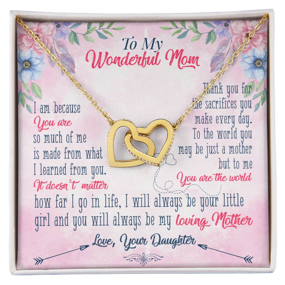 Best Gift For My Wonderful Mom Interlocking Hearts Necklace