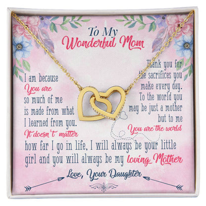 Best Gift For My Wonderful Mom Interlocking Hearts Necklace