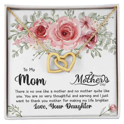 Two Hearts Embellished Interlocking Hearts Necklace