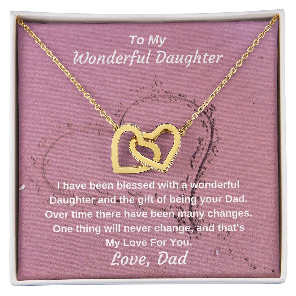 To My Wonderful Daughter Gift Of Being Your Dad Personalized Necklace Gift Interlocking Hearts Necklace