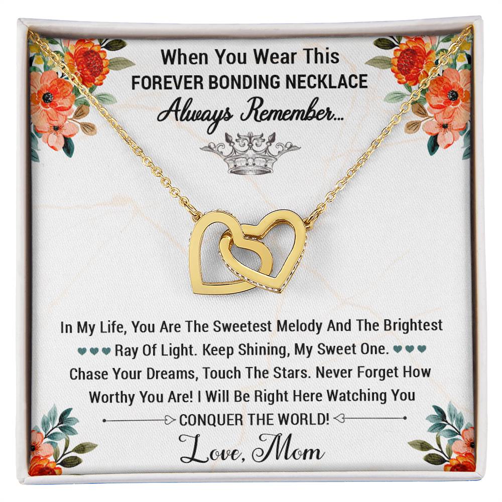 Forever Bonding Heart Necklace Gift Set - To My Daughter You Can Conquer The World Interlocking Hearts Necklace
