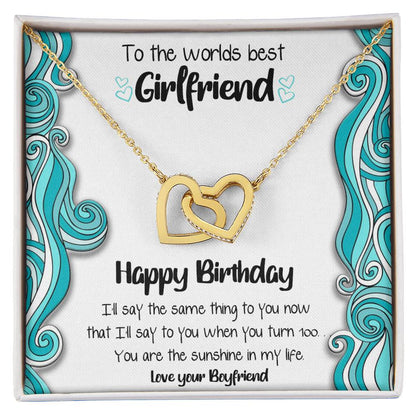 Worlds Best Girlfriend Linked Hearts Necklace Interlocking Hearts Necklace