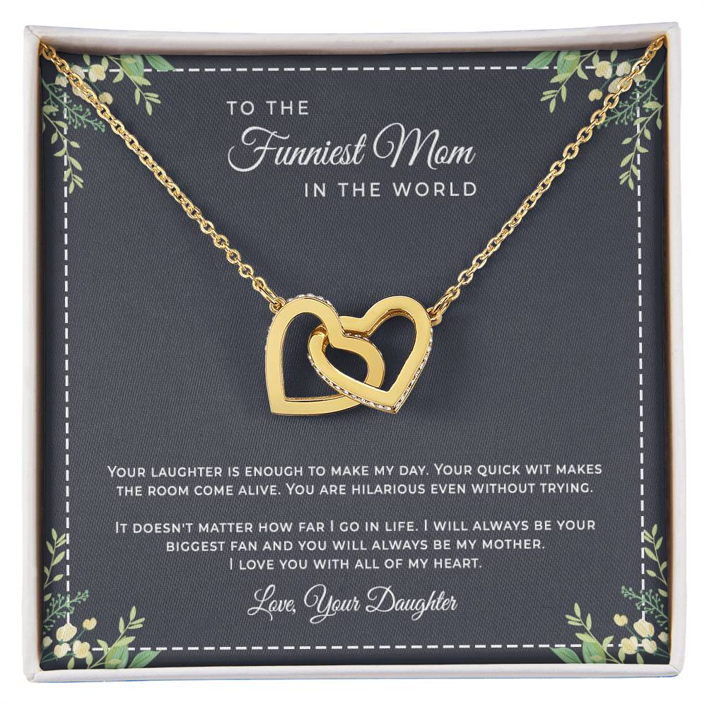 To The Funniest Mom In The World Interlocking Hearts Necklace