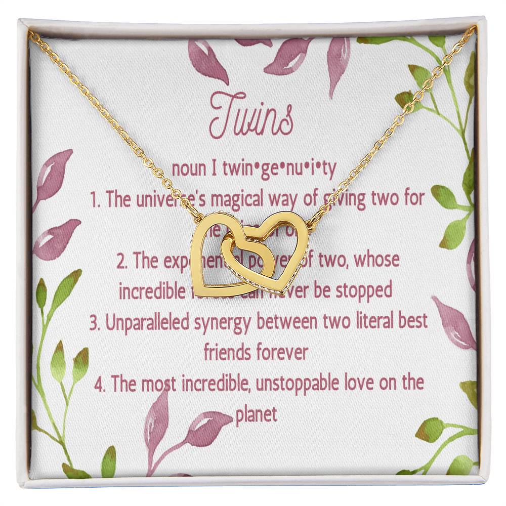 Twin Sister Gift Necklace Twin Birthday Gifts Twin Jewelry Twin Sisters Twin Girl Presents Presents For Twins Interlocking Hearts Necklace