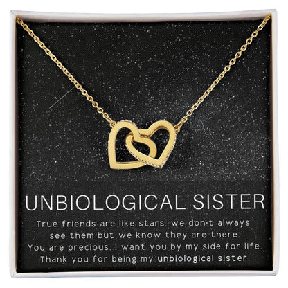 Unbiological Sister Necklace Soul Sister Sorority Sister Sister In Law Necklace Interlocking Hearts Necklace