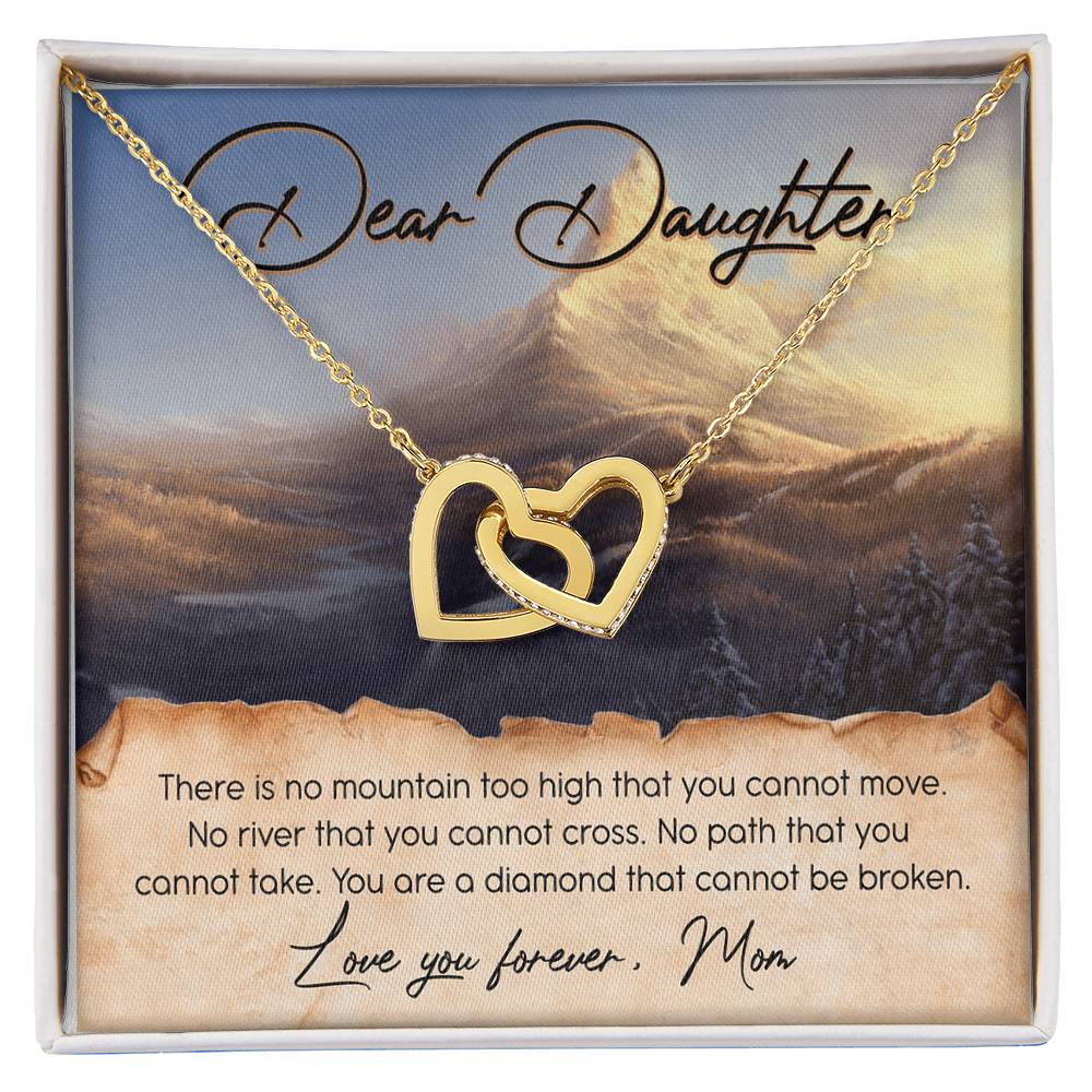 Dear Daughter Love You Forever Interlocking Hearts Necklace Message Card