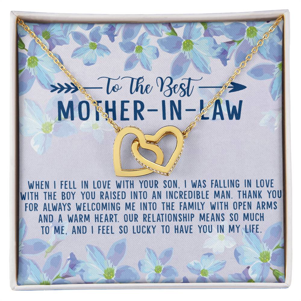 To The Best Mother-In-Law Interlocking Hearts Necklace