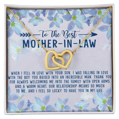 To The Best Mother-In-Law Interlocking Hearts Necklace