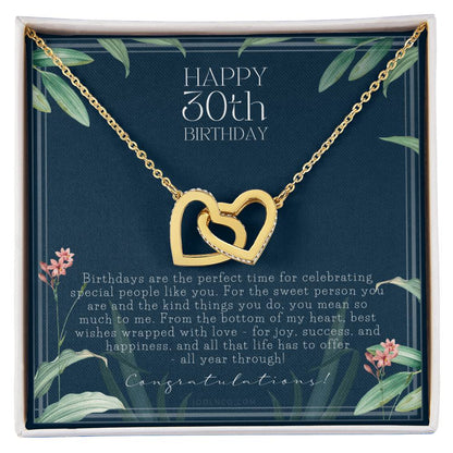 30Th Birthday Gifts For Women Necklace For Her 3 Decade Jewelry 30 Years Old 30Th Birthday Gift Necklace Jewelry Gift For Her Interlocking Hearts Necklace