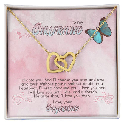 Gift For Girlfriend Interlocking Hearts Necklace