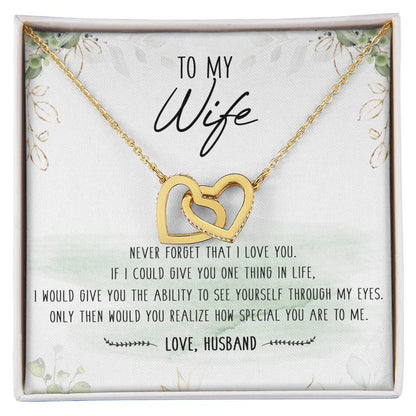 To My Wife Interlocking Hearts Necklace Message Card