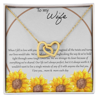 To My Wife When I Fell In Love With You - Daisy Interlocking Hearts Necklace