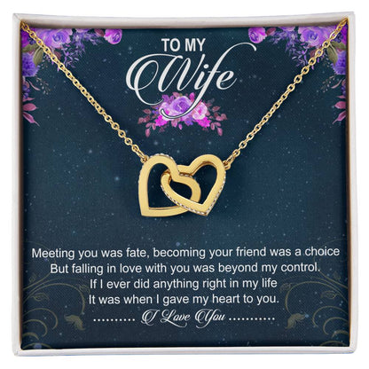 To My Wife Interlocking Hearts Necklace Message Card