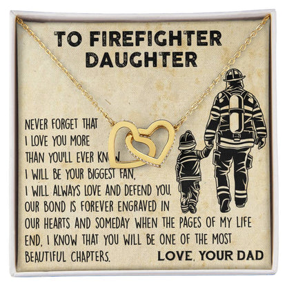 Firefighter Daughter Gift To Firefighter Daughter Gift From Dad Firefighter Daughter Necklace Interlocking Hearts Necklace