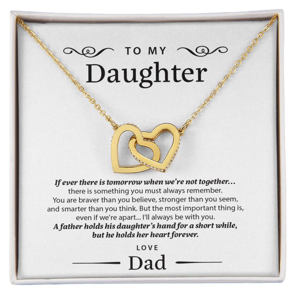 A Gift She Will Remember - To My Daughter - Two Hearts Necklace Interlocking Hearts Necklace