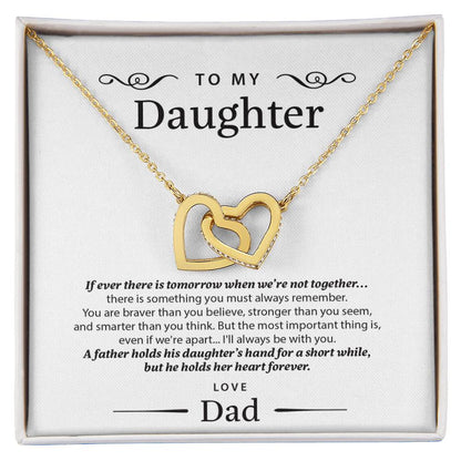 A Gift She Will Remember - To My Daughter - Two Hearts Necklace Interlocking Hearts Necklace
