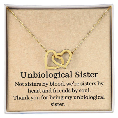 Unbiological Sister Interlocking Hearts Necklace