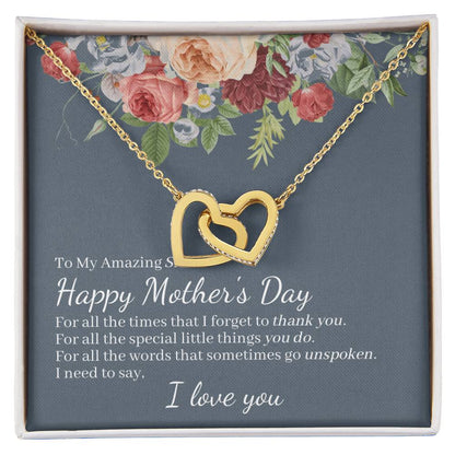 Amazing Sister Happy Mother'S Day Interlocked Hearts Necklace Interlocking Hearts Necklace