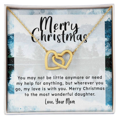 Gift For Daughter From Mom - My Love Is With You Interlocking Hearts Necklace
