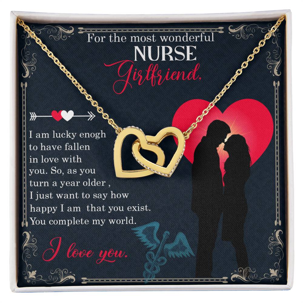 For The Most Wonderful Nurse Girlfriend - Interlocking Heart Necklace Interlocking Hearts Necklace