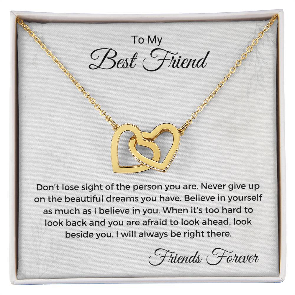 Don'T Lose Sight Of The Person You Are Interlocking Hearts Necklace