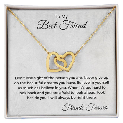 Don'T Lose Sight Of The Person You Are Interlocking Hearts Necklace