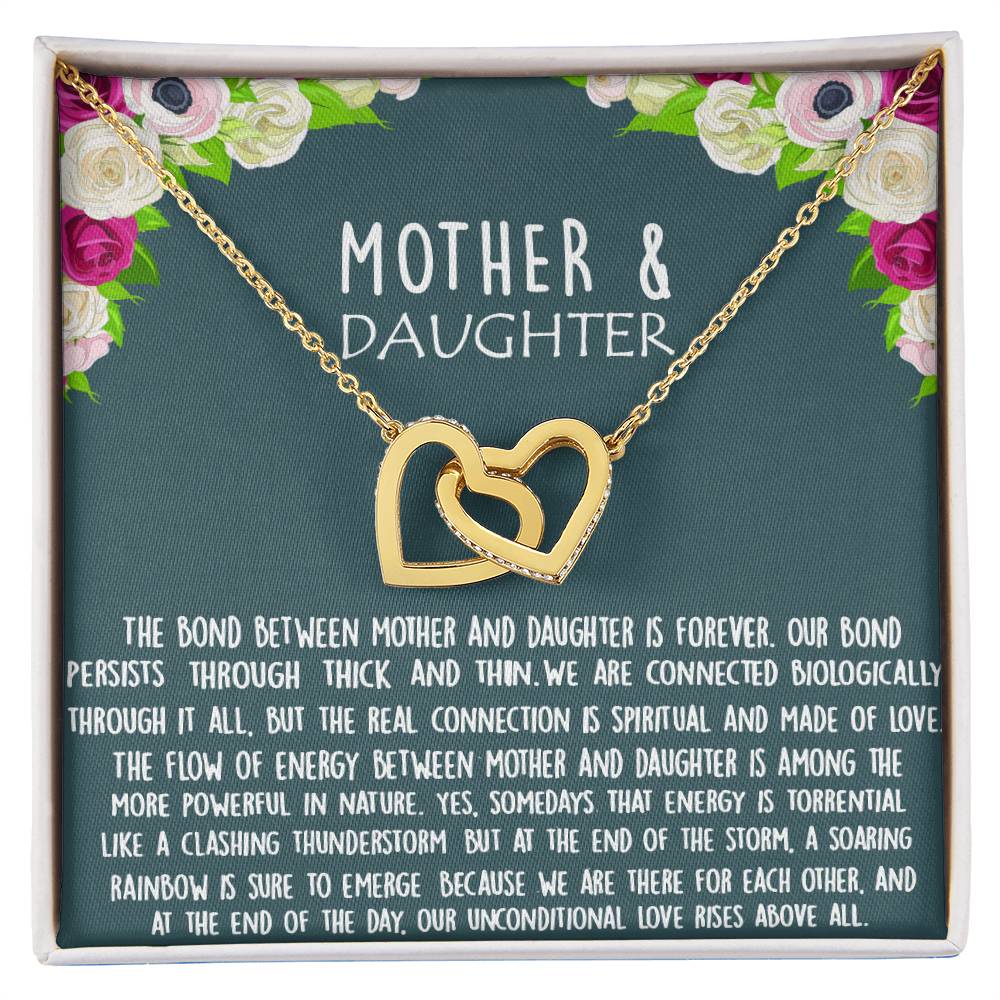 Bond Between Mother & Daughter Two Hearts Necklace Interlocking Hearts Necklace